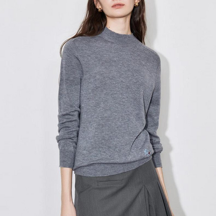 Pull col roulé mi-long en laine pour femme