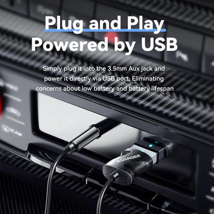 Adaptador auxiliar Bluetooth 5.0 Receptor inalámbrico para audio de automóvil y llamadas manos libres