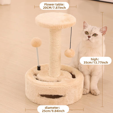 Cadre d'escalade compact pour chat avec griffoir en sisal et jouets interactifs