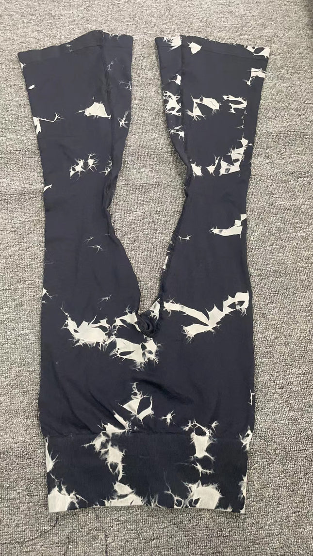 Fashion Tie Dye Printed Yoga Bell-Bottomed Pants Seamless High Waist Quick-drying Fitness Running Sports Leggings Women Flares - Wnkrs