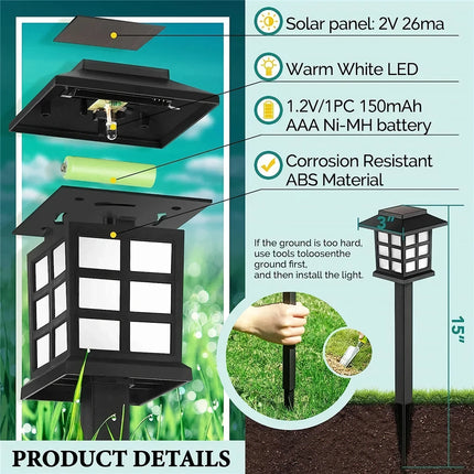 Paquete de 2 luces LED solares para caminos