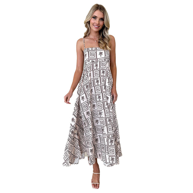 Floral Print Suspender Dress Summer Slim Fit Long Dresses For Womens Clothing - Wnkrs