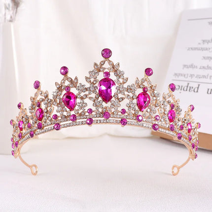 Tiara nupcial barroca de oro y cristal color champán