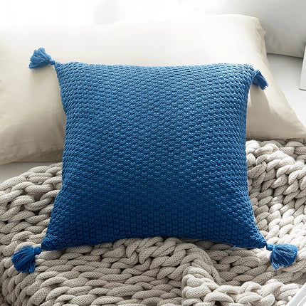 Funda de almohada de algodón tejida a mano con crochet: cojín decorativo otoñal