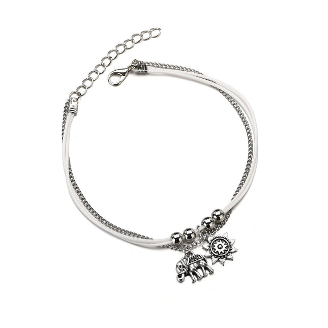 Bohemian Star Elephant Double Layer Anklet for Women