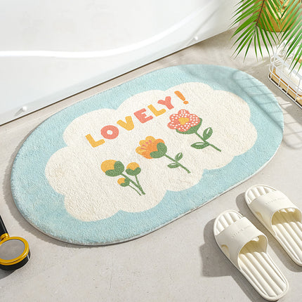 Tapis de sol absorbant antidérapant à motif floral doux pour la maison