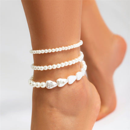 Bracelet de cheville multicouches en perles style bohème chic - Bijou de pied de plage d'été pour femme