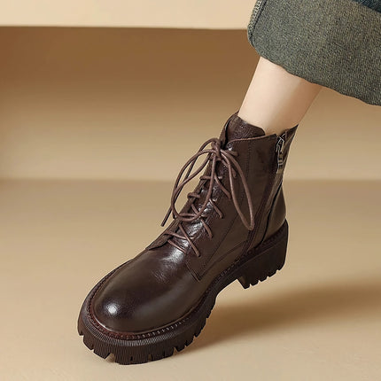 Bottines à talons hauts à lacets marron et noir élégantes pour femmes