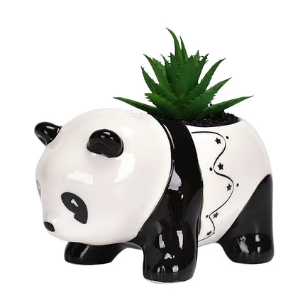 Pot de fleurs en céramique panda mignon - Pot de fleurs en forme d'animal de dessin animé noir et blanc pour la décoration intérieure