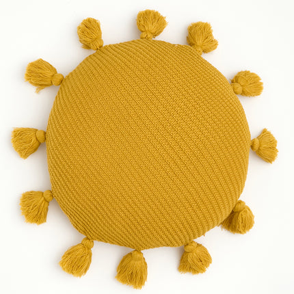 Coussin de siège rond moelleux à pompons Kawaii