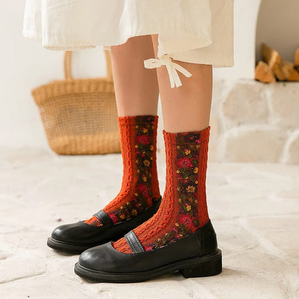 Chaussettes amusantes à fleurs Harajuku pour femmes