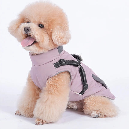 Chaqueta impermeable de invierno para perros con arnés reflectante