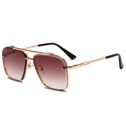 Classic Vintage Square Sunglasses - Luxury UV400 Metal Frame Shades for Men and Women