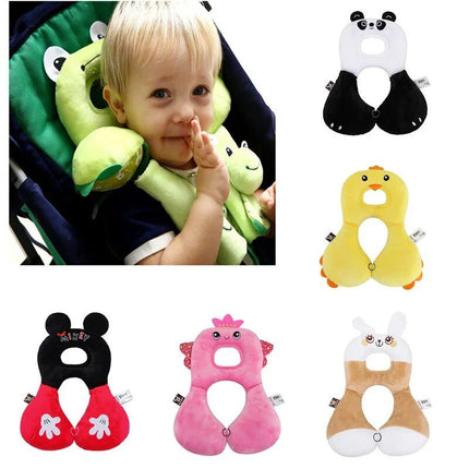 Kids' Cartoon Animal U-Shaped Neck Pillow - Comfort & Protection for Car Travels - Wnkrs