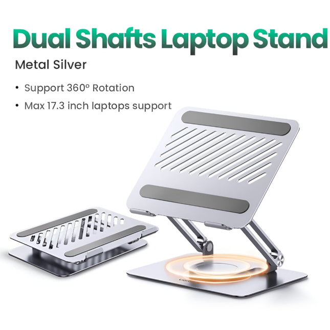 Foldable Aluminum Laptop Stand with 360° Rotation and Dual Shaft Design
