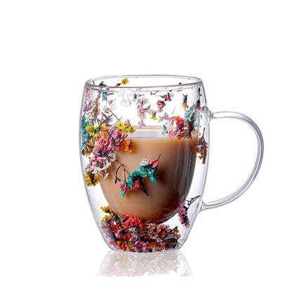 Double Wall Glass Tea Mug with Handle