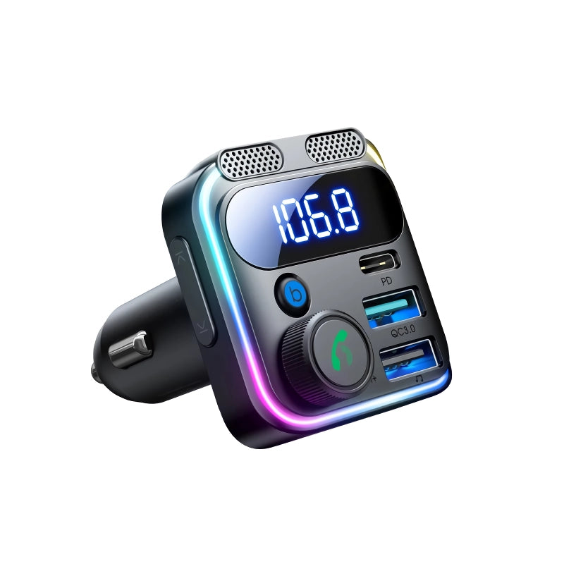 Bluetooth 5.3 FM Car Adapter with Dual Charging