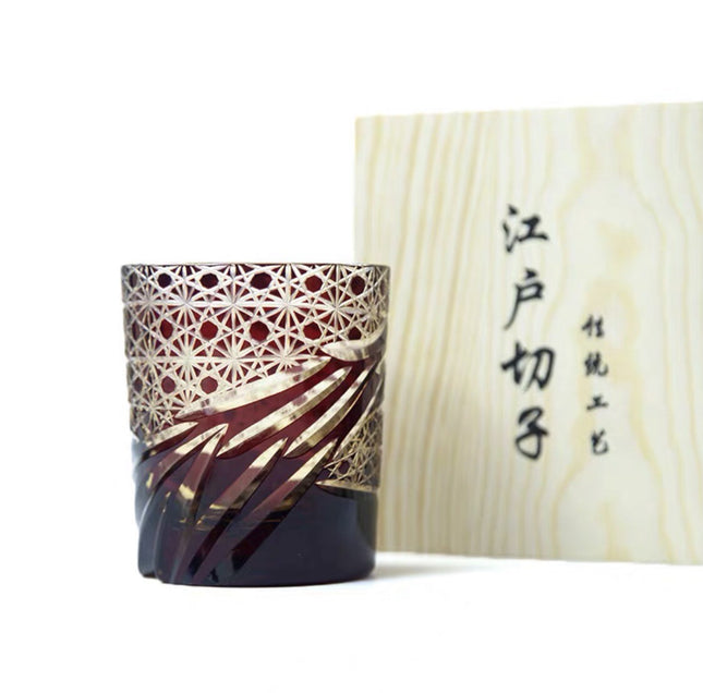 Edo Kiriko Japanese Sake  Whiskey Glass Hand Carved Carved Cup Household - Wnkrs