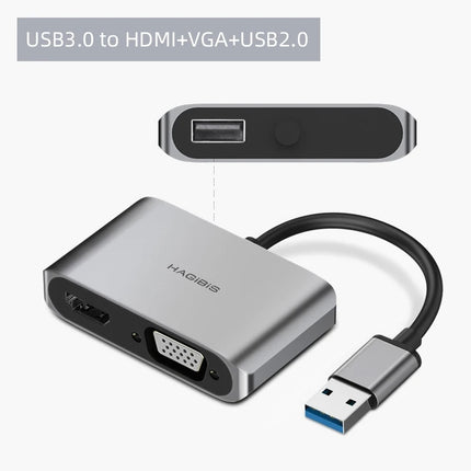 USB 3.0 to HDMI & VGA Adapter | 1080P Dual Display Converter for Windows & Mac