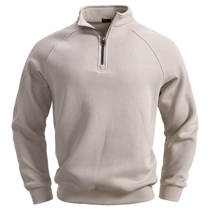 European And American Half Zipper Sweater Stand-up Collar All-match Fleece Men's Sweater Top
