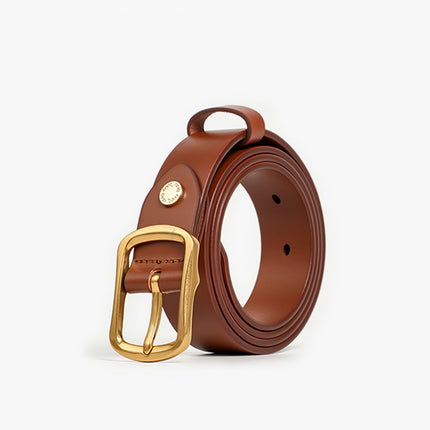 Ceinture élégante en cuir pour femme avec boucle à ardillon – Sangle de taille de couleur unie