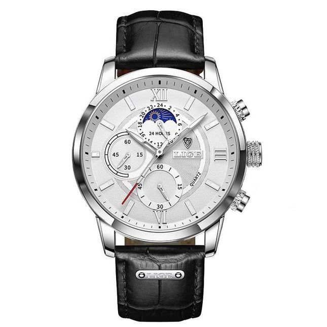 Reloj de cuarzo de cuero de lujo para hombre