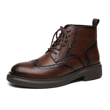 Bottines en cuir style brogue vintage pour homme