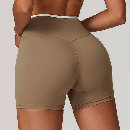 Short de yoga et de sport taille haute pour femme avec taille en V