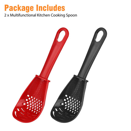 2PCS Kitchen Cooking Spoon Tool Multifunction Scoop Soup Skimmer Heat Resistant Kitchen Cooking Spoon - Wnkrs