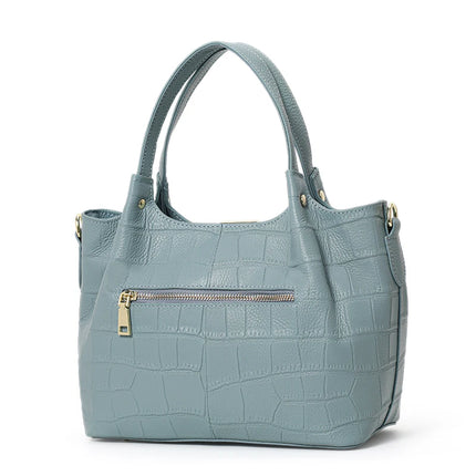 Sac à main élégant en cuir motif crocodile pour femme - Sac panier de grande capacité