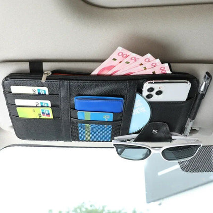 Multi-Pocket Car Sun Visor Organizer with Pen Holder - Wnkrs