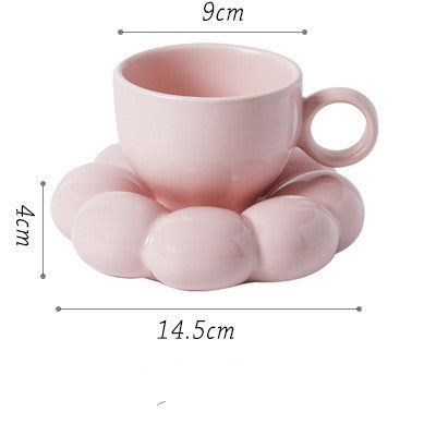 Flower Ceramic Cup And Saucer Breakfast Coffee Creative Color Underglaze Color - Wnkrs