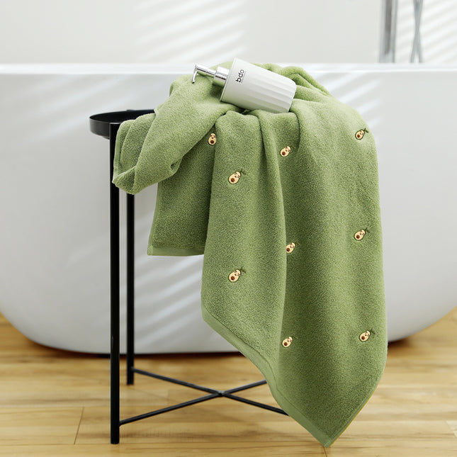 Full Embroidery Avocado Cotton Bath Towel