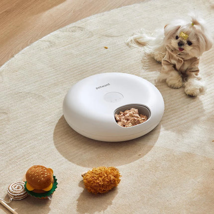 Distributeur automatique intelligent de nourriture pour chats à 6 repas : distributeur de nourriture programmé pour aliments humides et secs