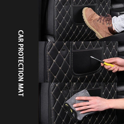 Deluxe PU Leather Car Seat Back Protector with Storage - Wnkrs