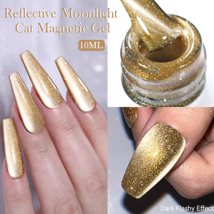 Esmalte de uñas en gel magnético con efecto gato y luz de luna reflectante de 10 ml