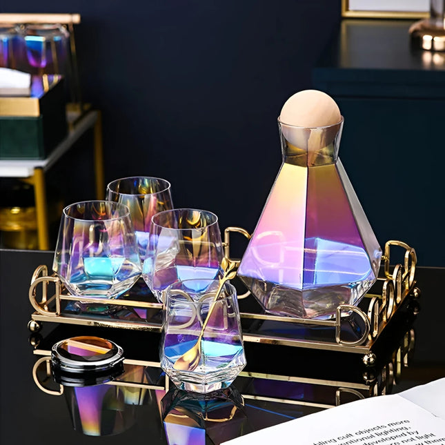 Juego de vasos creativos de vidrio resistentes al calor con diseño de arcoíris