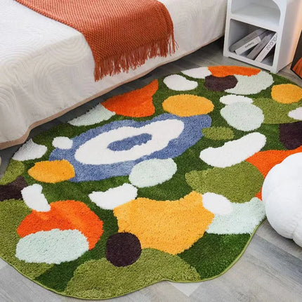 Tapis antidérapant doux à thème mousse et galets pour enfants