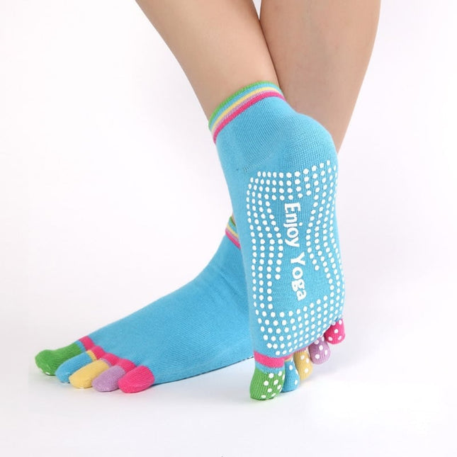 Rainbow Toe Anti-Slip Grip Women's Yoga Socks - Wnkrs