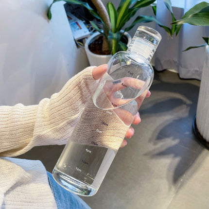 Bouteille d'eau en verre de 500 ml avec porte-gobelet en PU et marqueur de temps