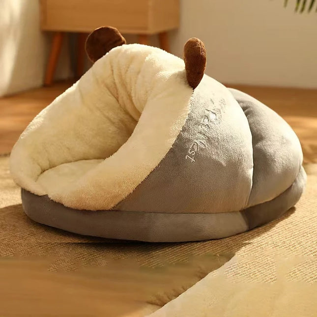 Warm Small Dog Kennel Bed - Cozy Slippers Shaped Pet House
