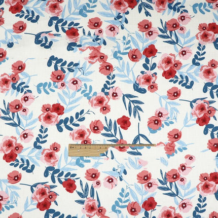 Plant Flowers Small Clear Floral Cotton Fabric - Wnkrs