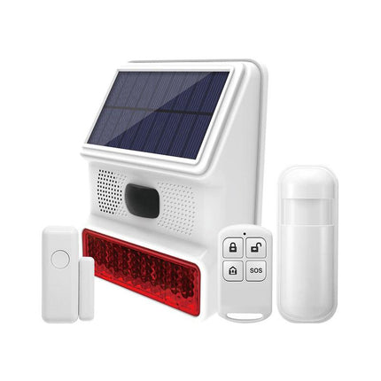 Wireless Solar-Powered Outdoor Alarm Siren with Strobe Light