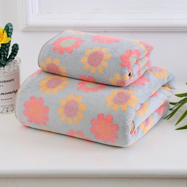 Ensemble de serviettes de bain absorbantes en microfibre à imprimé floral