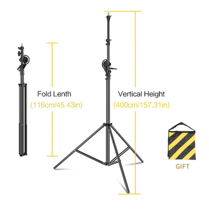 4M Adjustable Photography Studio Light Stand with Cantilever & Sandbag - Wnkrs