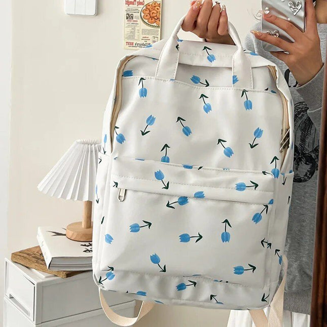 Tulip Print College-Style Backpack for Women - Wnkrs