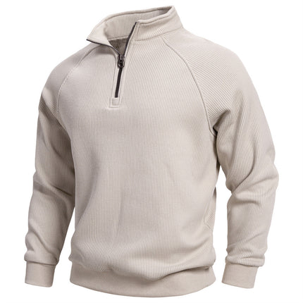 European And American Half Zipper Sweater Stand-up Collar All-match Fleece Men's Sweater Top