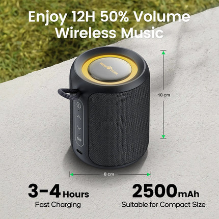 15W Mini Portable Waterproof Bluetooth Speaker with Bass Boost & TWS Dual Pairing - Outdoor Wireless Speaker