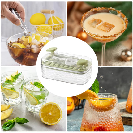 Premium Ice Cube Tray with Lid and Bin for Cocktails