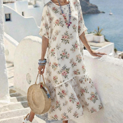 Vestido largo de mujer con estampado digital